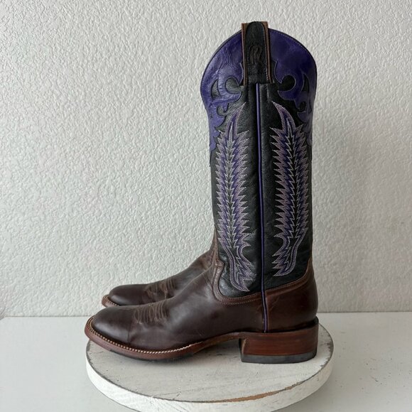 Rod Patrick Womens Cowboy Boots 9AA Brown Purple Round Toe Tall Western Cowgirl - Picture 5 of 13